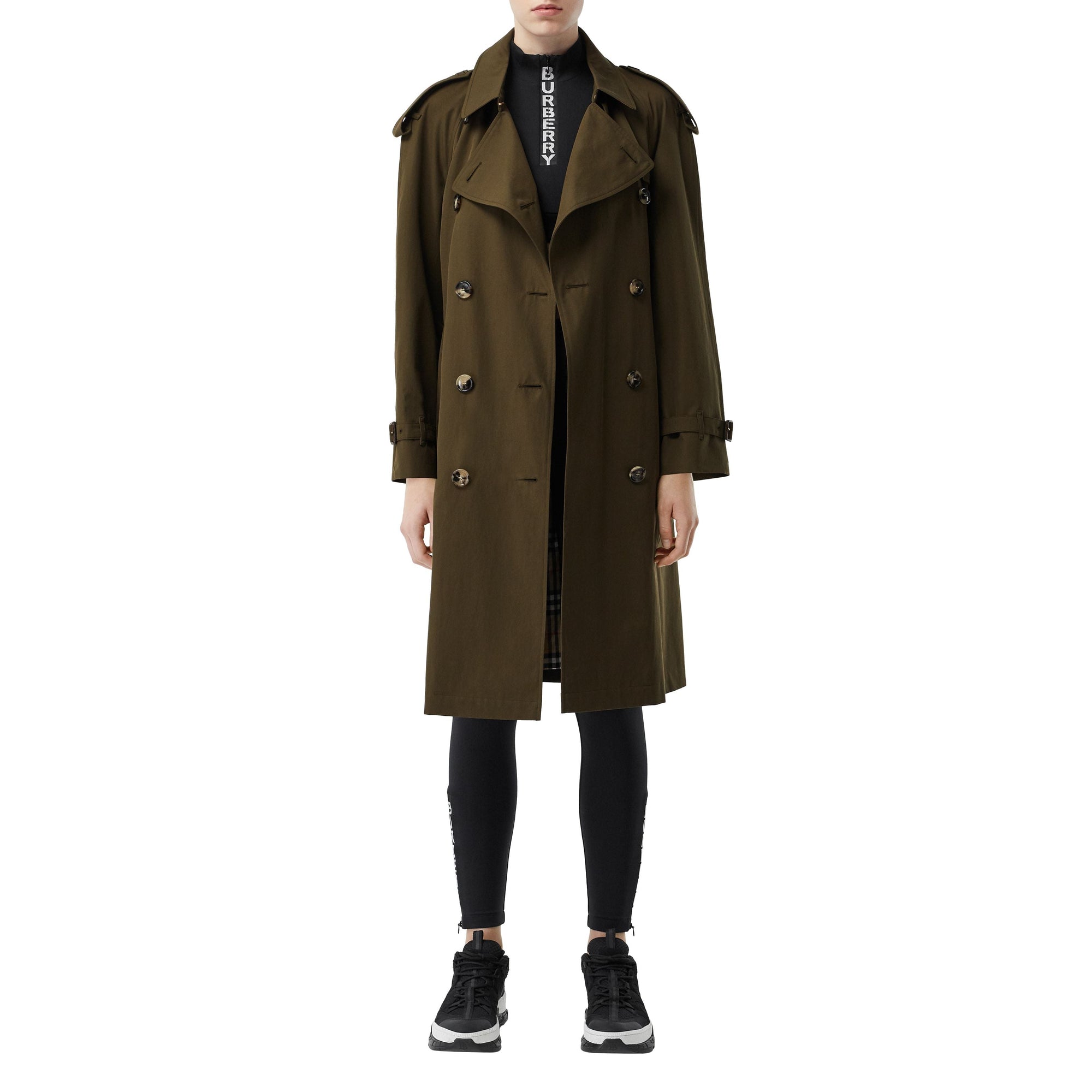 Trench mi-long en gabardine tropicale - Kaki militaire foncé