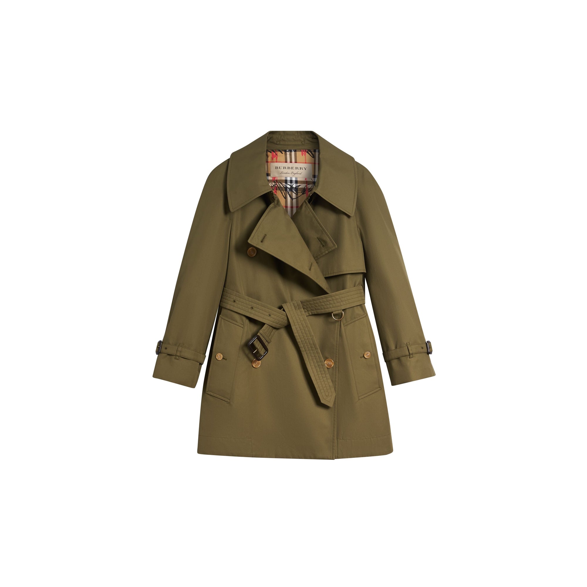 MILITARY OLIVE Trench en gabardine de coton avec col surdimensionné