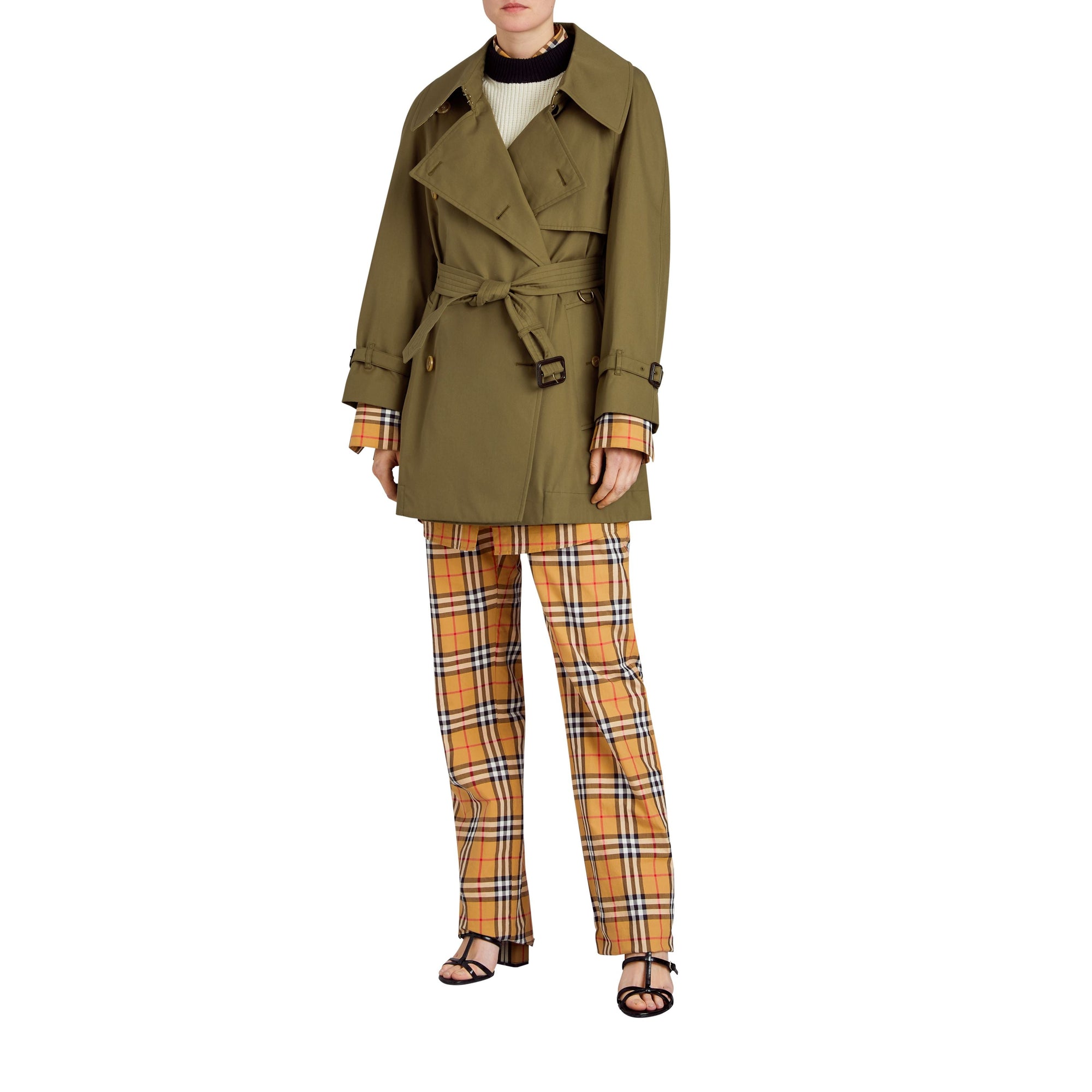 MILITARY OLIVE Trench en gabardine de coton avec col surdimensionné
