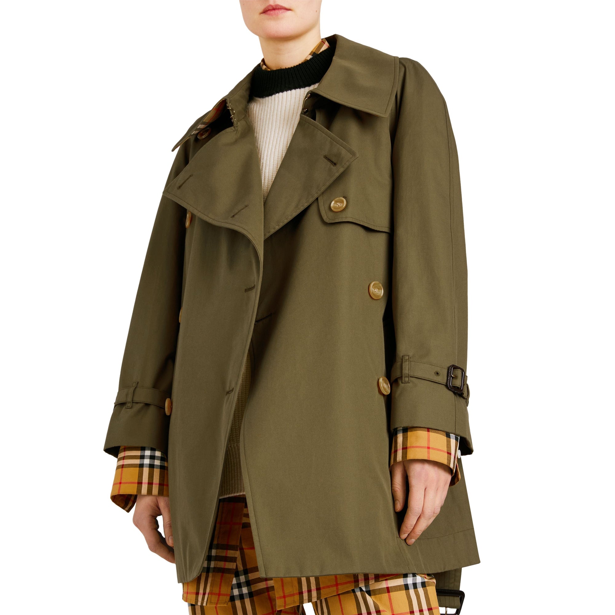 MILITARY OLIVE Trench en gabardine de coton avec col surdimensionné