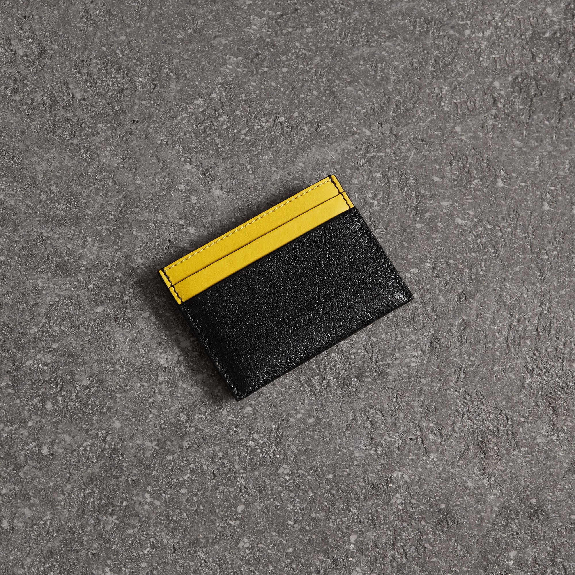BLACK Porte-cartes en cuir bicolore