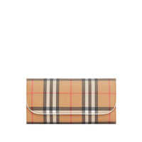 Portefeuille continental en cuir et à motif Vintage check - Blanc Craie