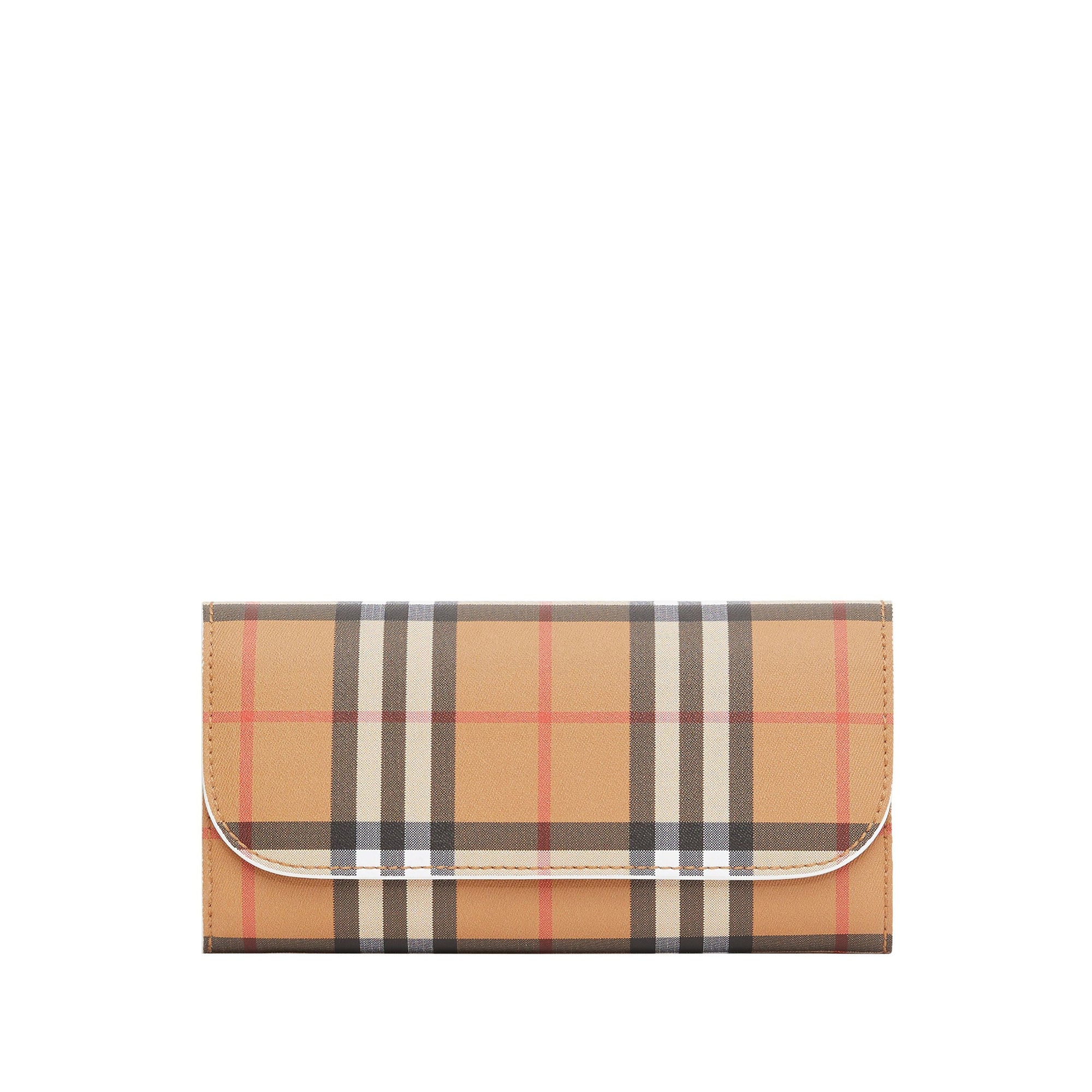Portefeuille continental en cuir et à motif Vintage check - Blanc Craie