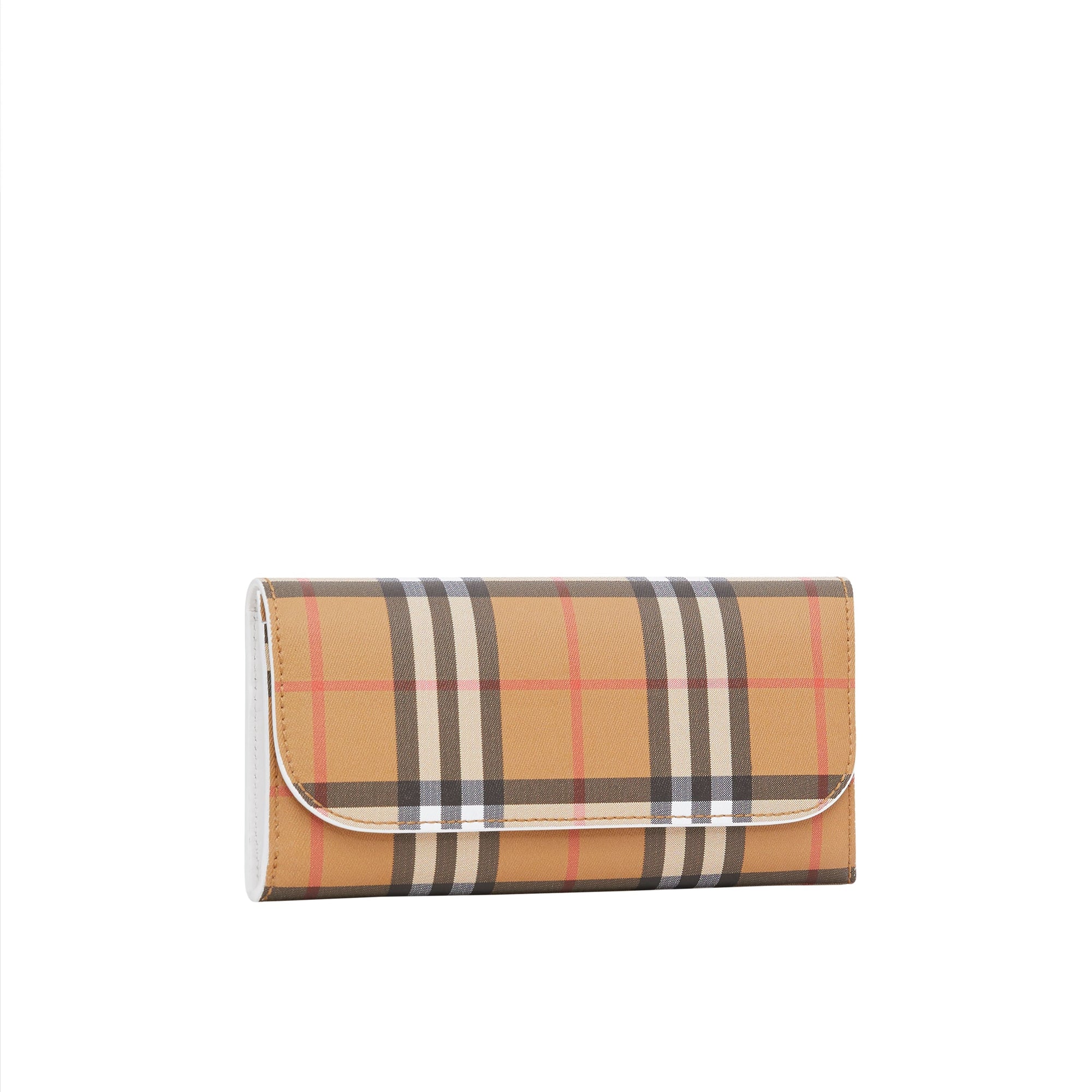 Portefeuille continental en cuir et à motif Vintage check - Blanc Craie