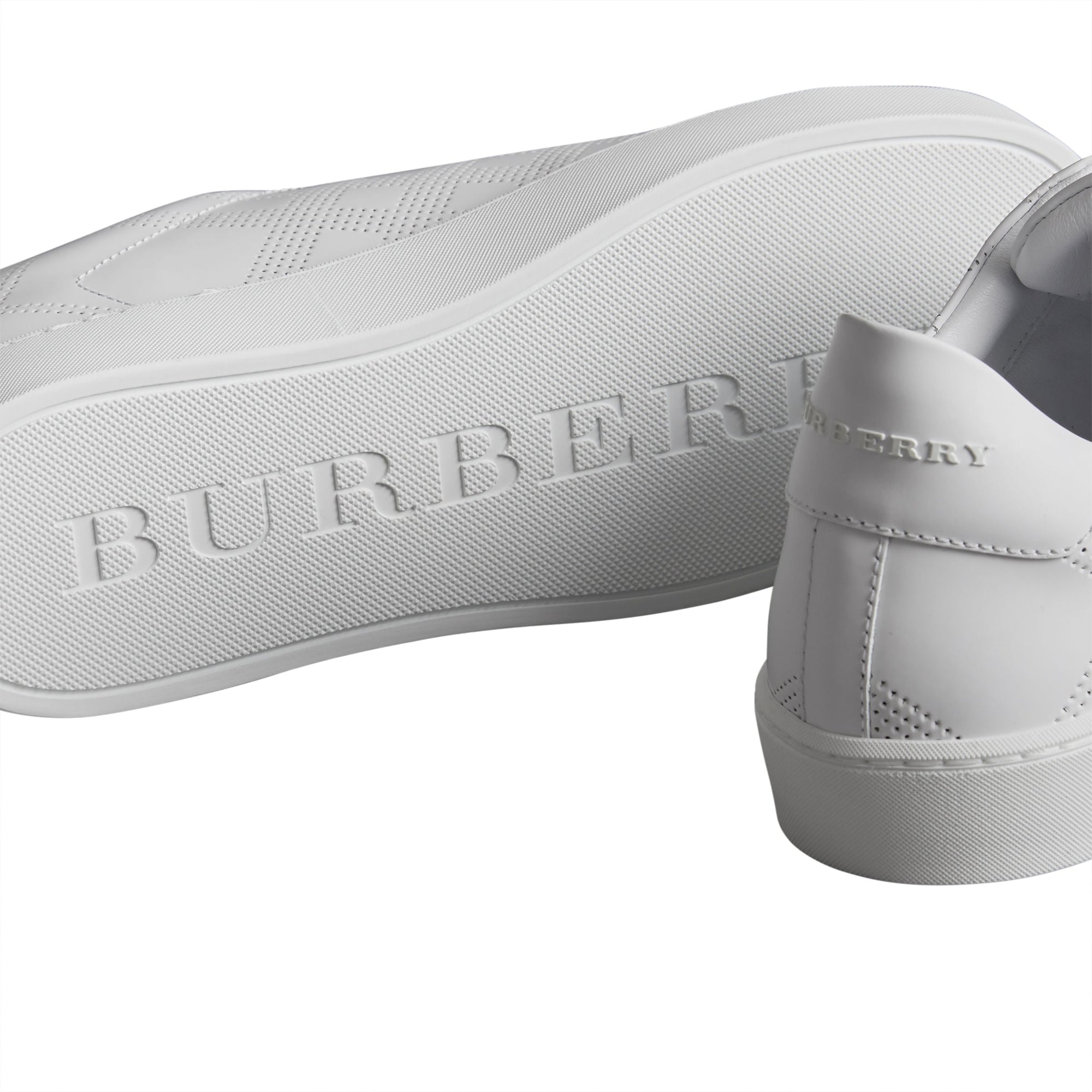 OPTIC WHITE Sneakers en cuir à motif check perforé