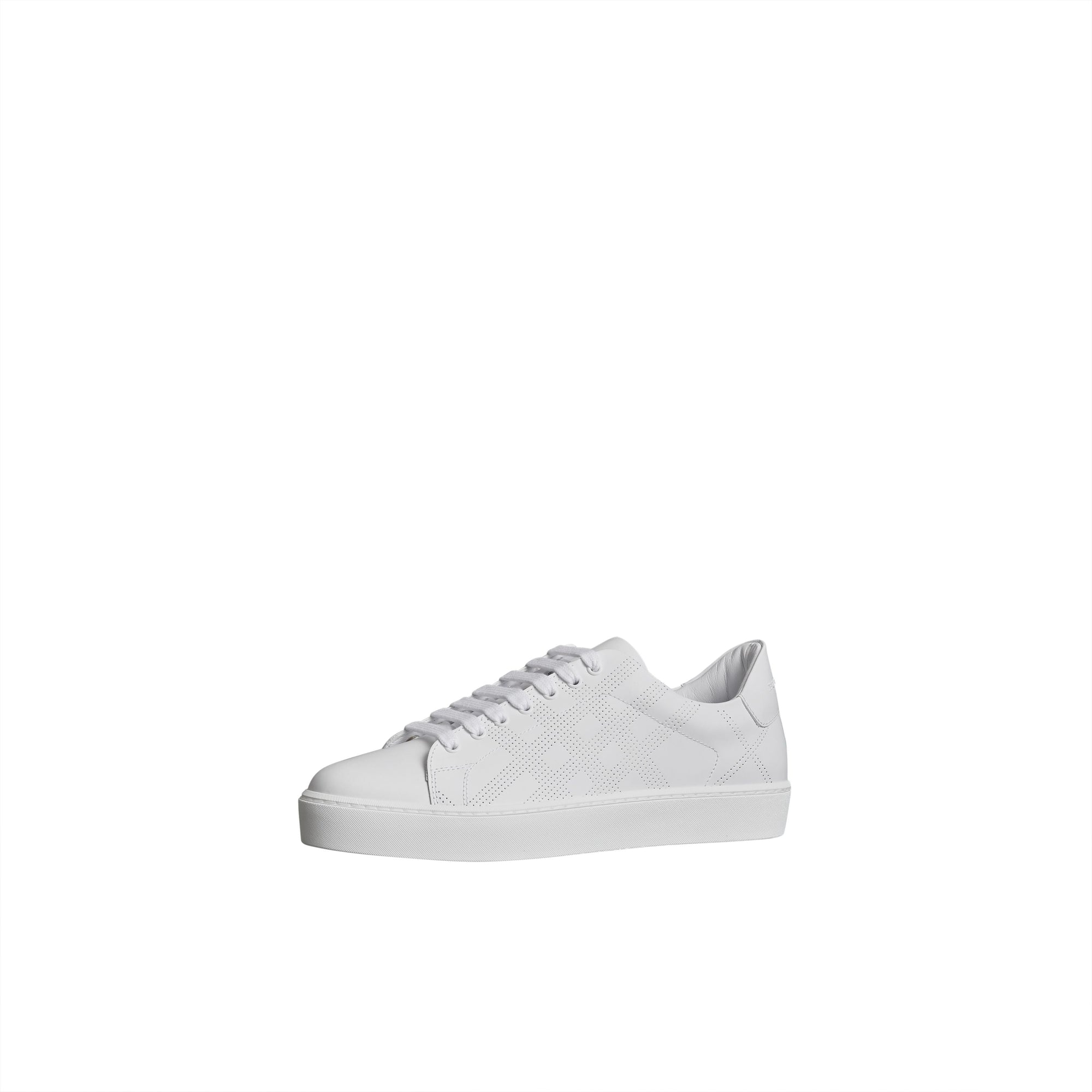 OPTIC WHITE Sneakers en cuir à motif check perforé