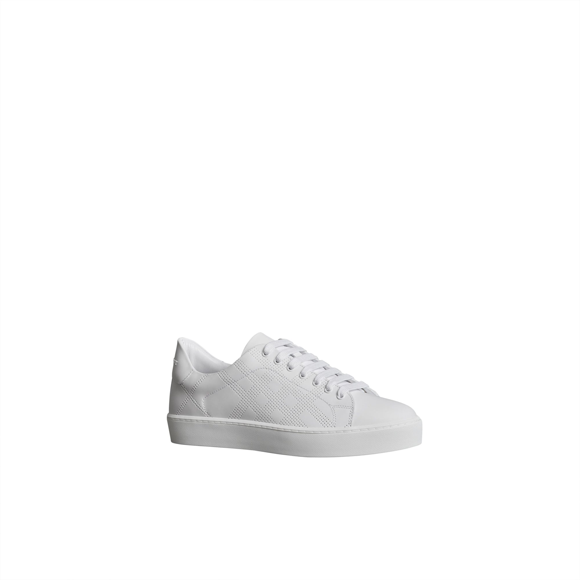 OPTIC WHITE Sneakers en cuir à motif check perforé
