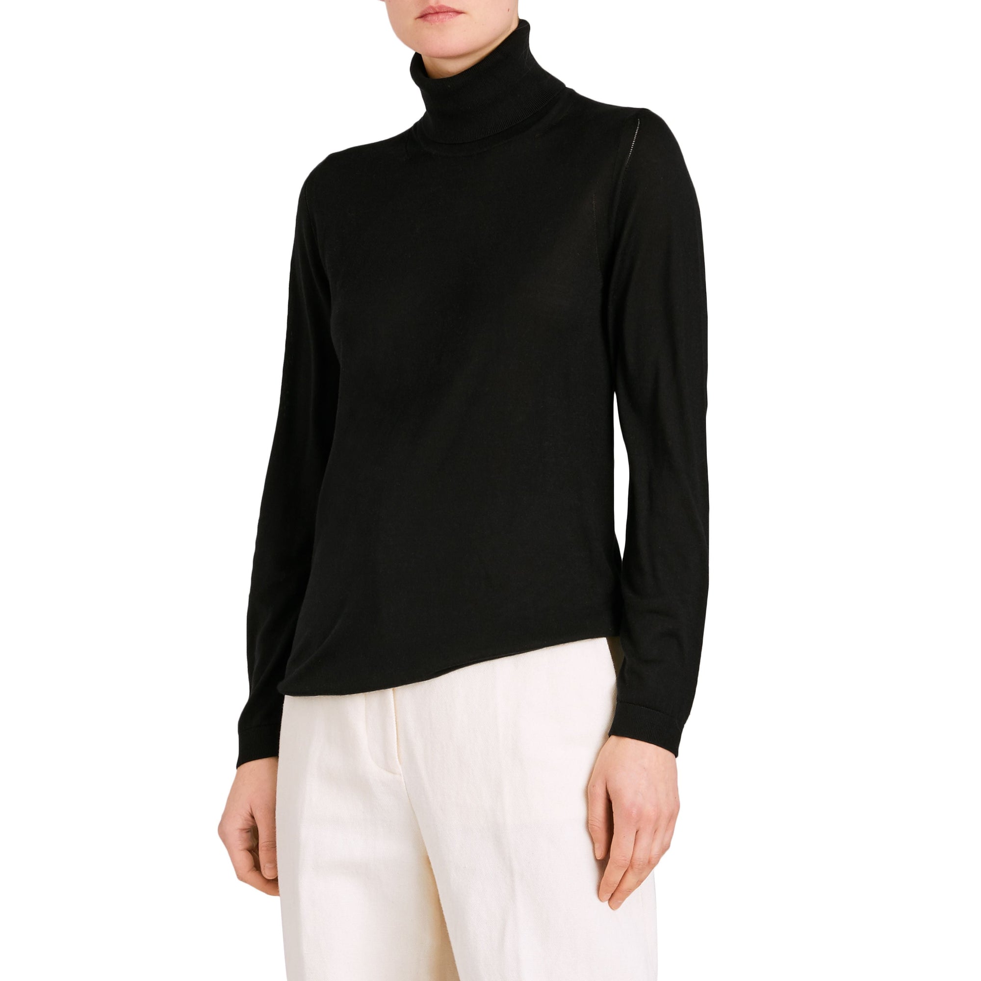 BLACK Pull en soie et cachemire à col roulé