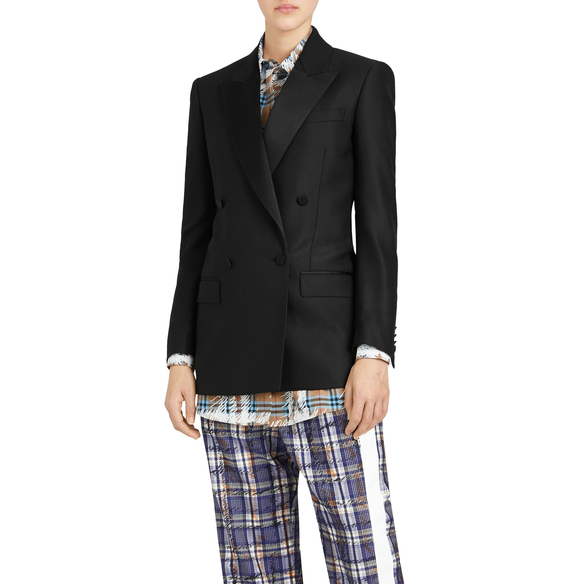 BLACK Veste habillée à double boutonnage en laine et mohair