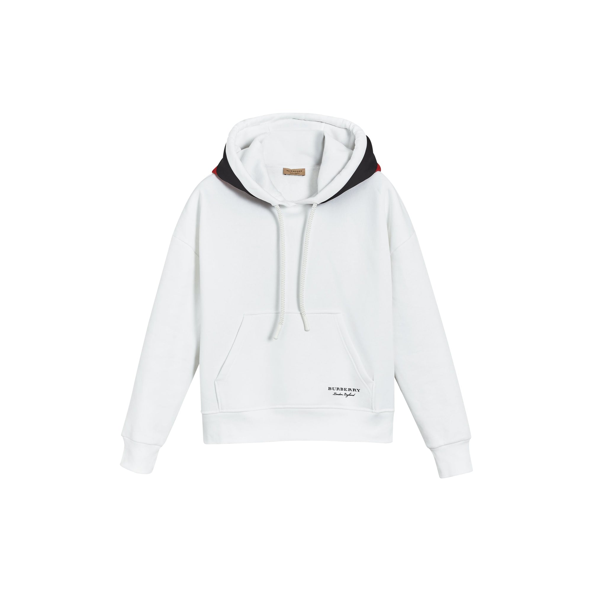 WHITE Sweat-shirt à capuche en jersey rayé