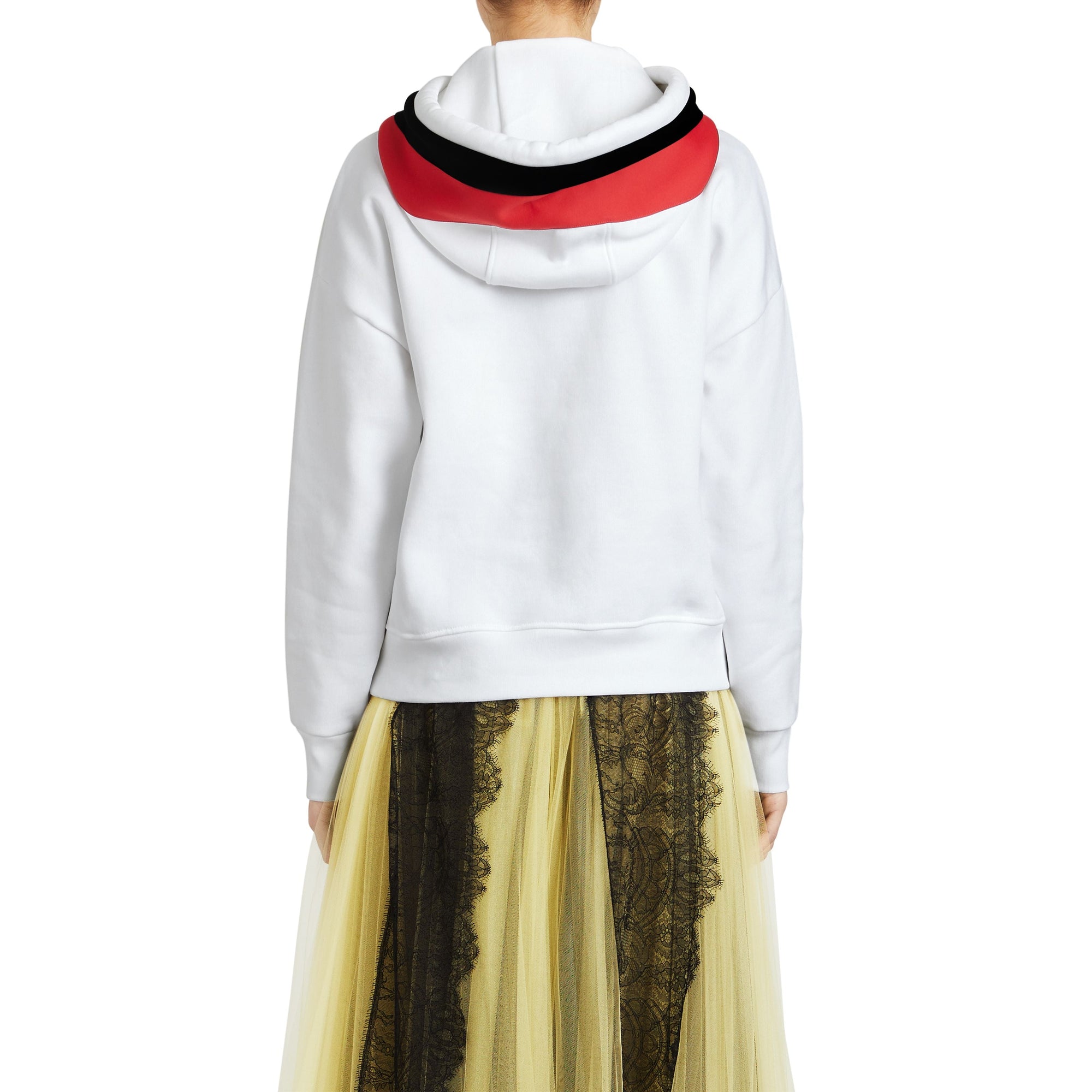WHITE Sweat-shirt à capuche en jersey rayé