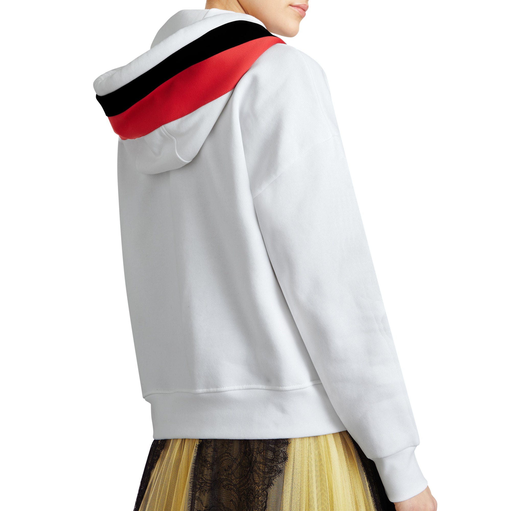 WHITE Sweat-shirt à capuche en jersey rayé