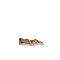 ANTIQUE YELLOW Espadrilles en cuir et à motif Vintage check