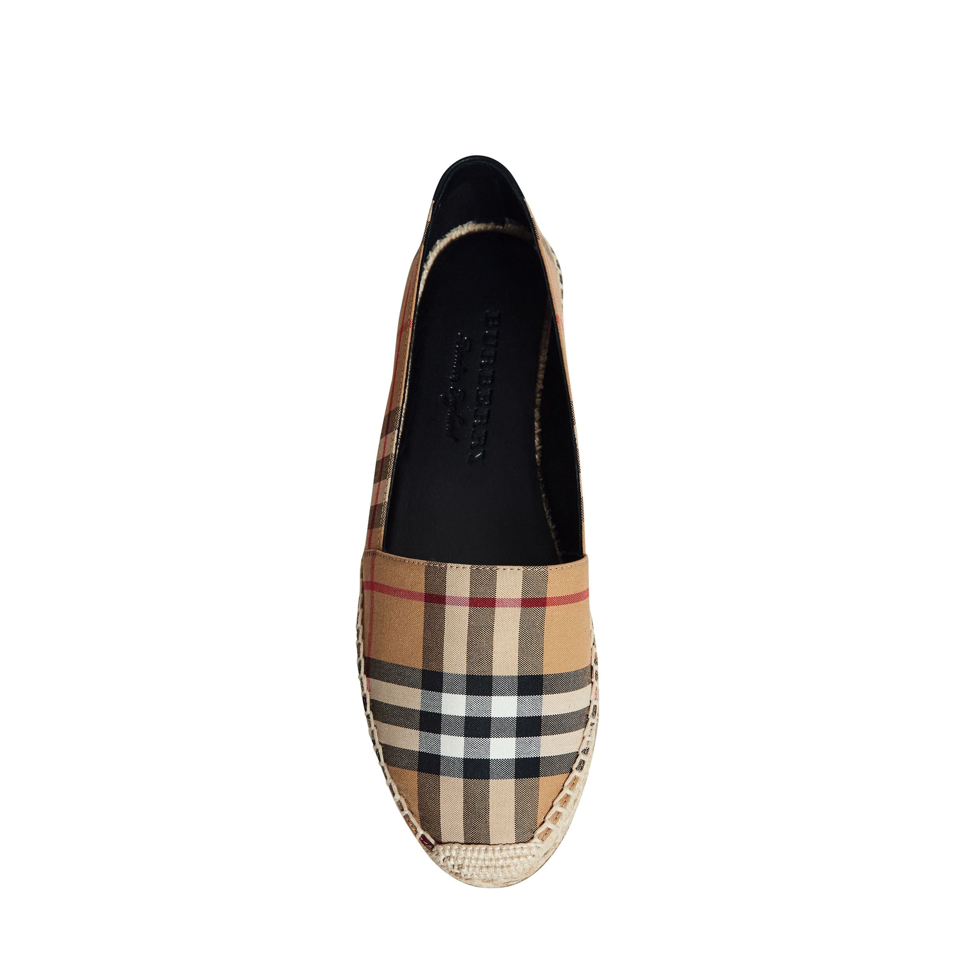 ANTIQUE YELLOW Espadrilles en cuir et à motif Vintage check
