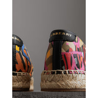 ANTIQUE YELLOW Espadrilles à motif Vintage check et imprimé graffiti