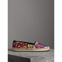 ANTIQUE YELLOW Espadrilles à motif Vintage check et imprimé graffiti