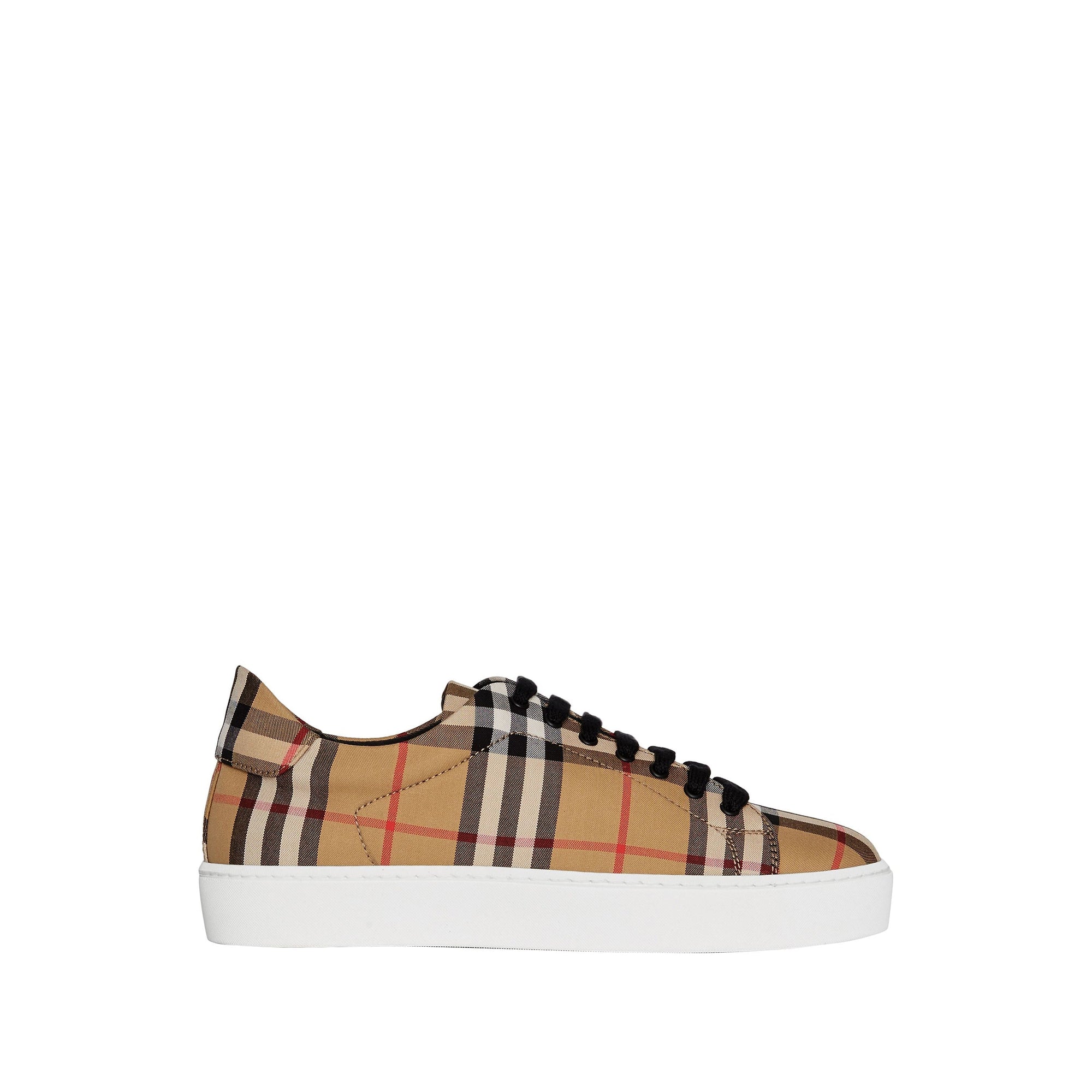 Sneakers en cuir à motif vintage check - Jaune antique