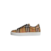 Sneakers en cuir à motif Vintage check - Jaune Antique
