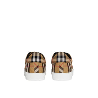 Sneakers en cuir à motif Vintage check - Jaune Antique