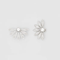 CRYSTAL Boucles d'oreilles clou avec demi-marguerite en cristal