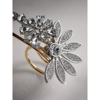 CRYSTAL Bague double plaquée or avec marguerites