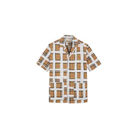 ANTIQUE YELLOW Chemise à manches courtes en coton à motif Vintage check peint