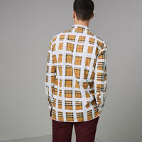ANTIQUE YELLOW Chemise en coton à motif Vintage check peint