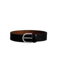 BLACK Ceinture en cuir grainé à boucle en D
