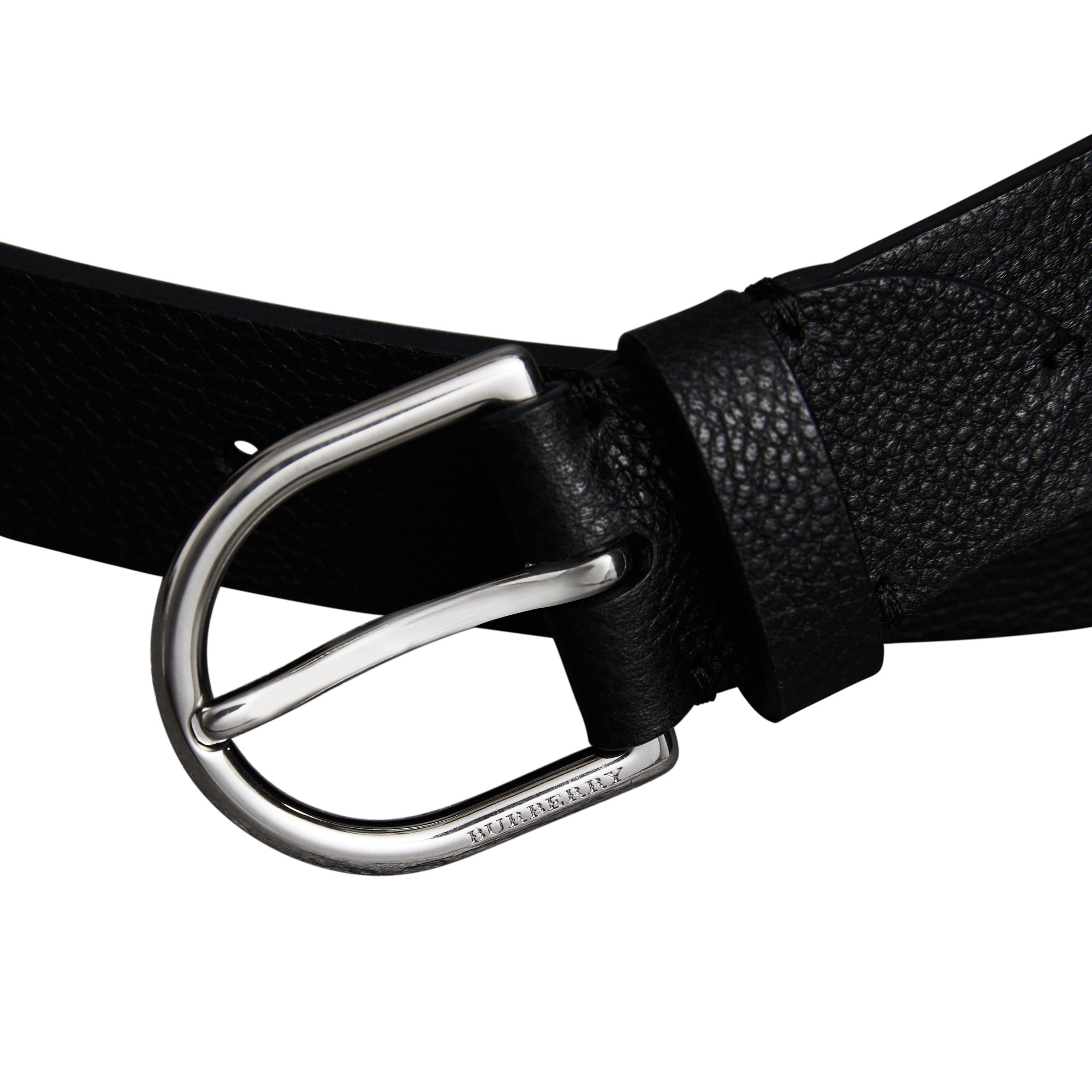 BLACK Ceinture en cuir grainé à boucle en D