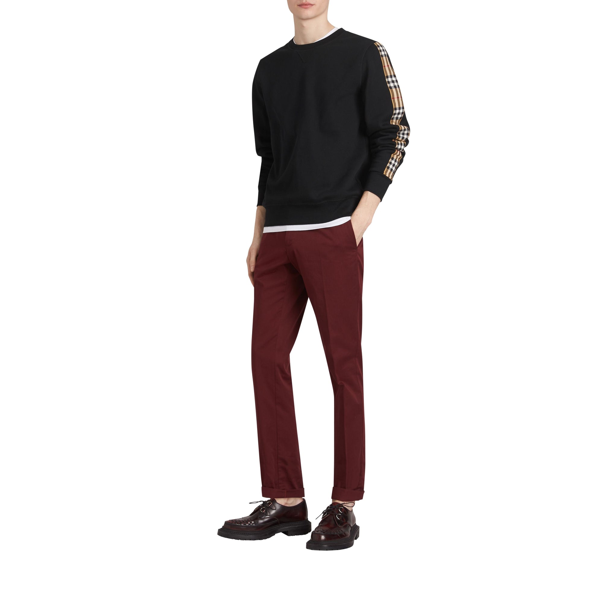 BLACK Sweat-shirt en coton mélangé avec détails à motif Vintage check