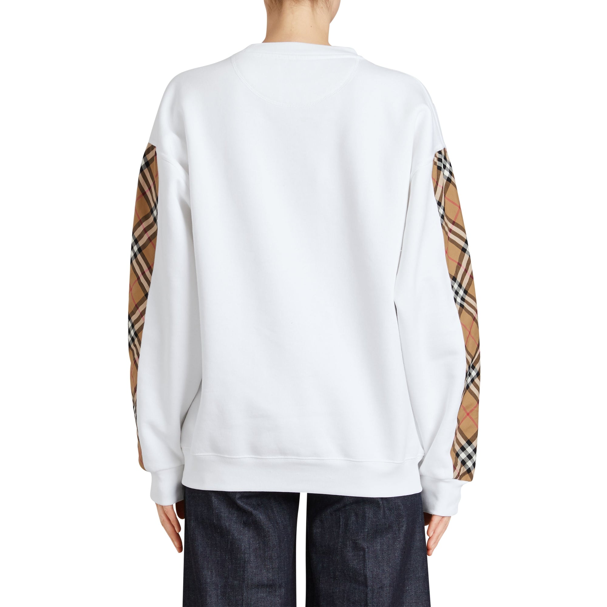 WHITE Sweat-shirt en coton mélangé avec détails à motif Vintage check