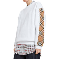 WHITE Sweat-shirt en coton mélangé avec détails à motif Vintage check