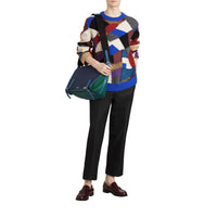 BLACK Grand sac Messenger en nylon et cuir tricolore