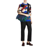 BLACK Grand sac Messenger en nylon et cuir tricolore
