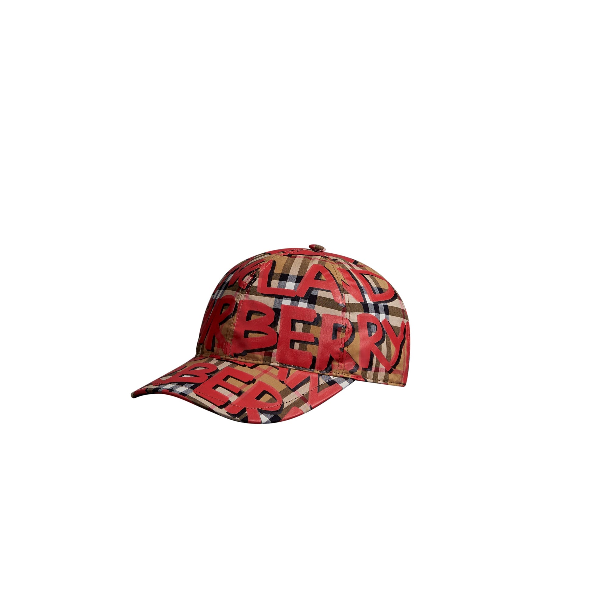 RED Casquette de baseball à motif Vintage check et imprimé graffiti