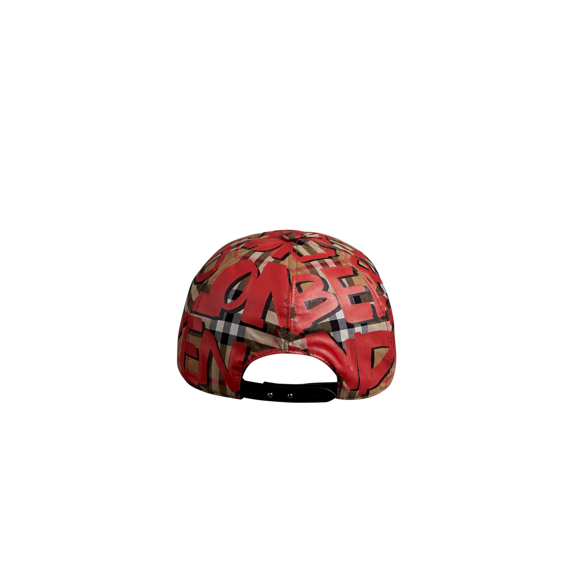 RED Casquette de baseball à motif Vintage check et imprimé graffiti