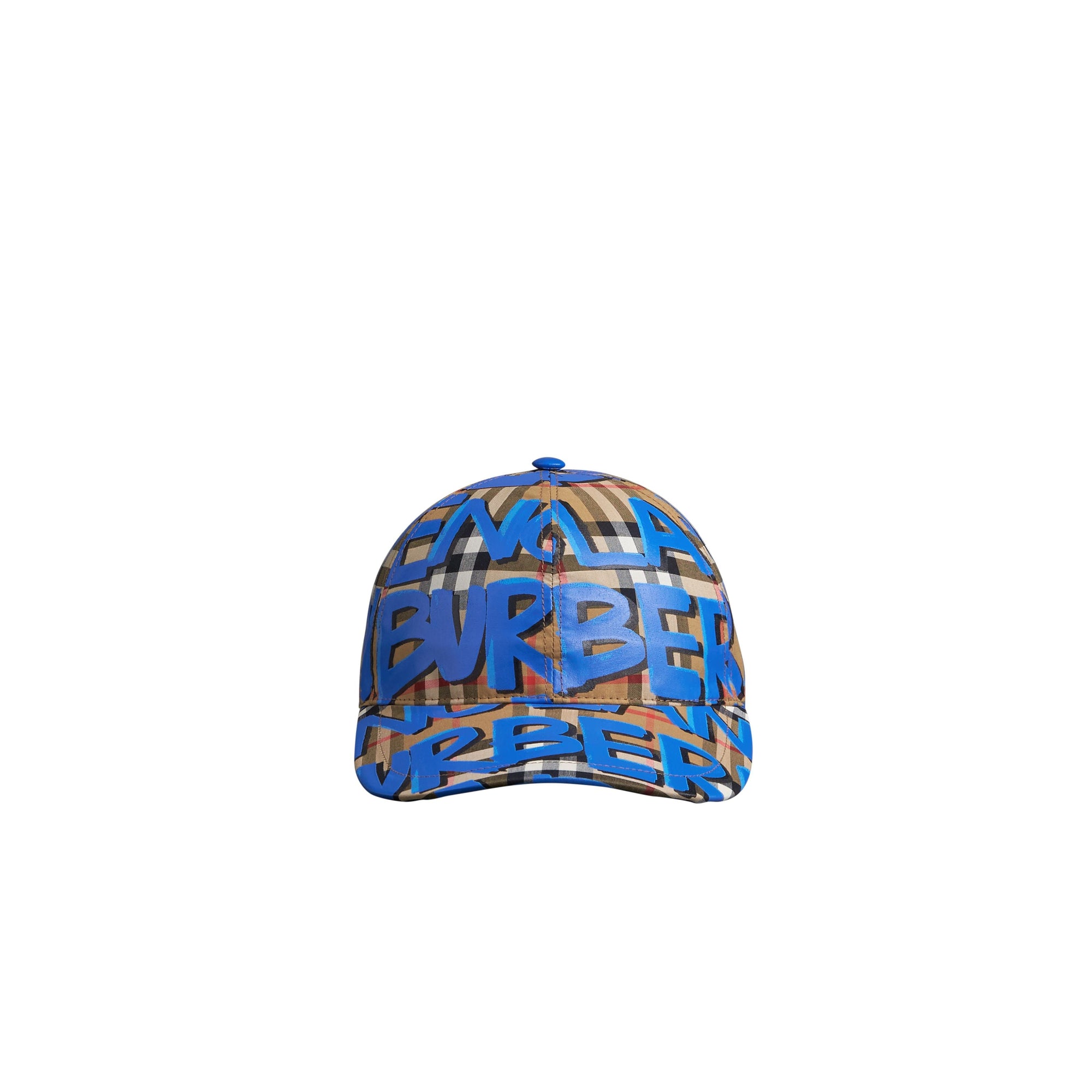 BLUE Casquette de baseball à motif Vintage check et imprimé graffiti