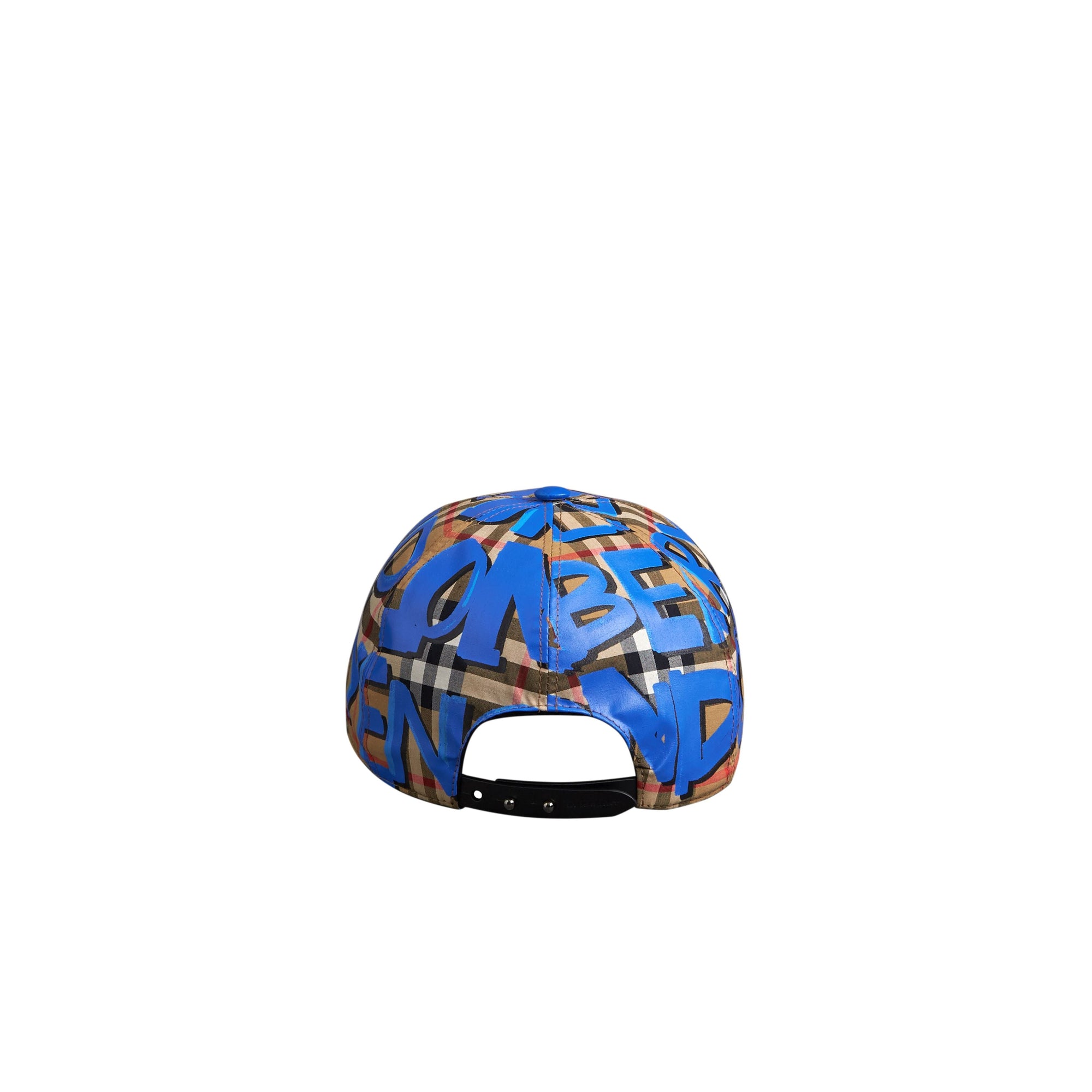 BLUE Casquette de baseball à motif Vintage check et imprimé graffiti