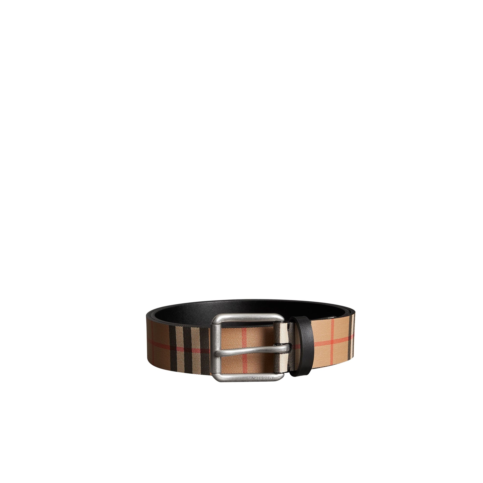 BLACK Ceinture en cuir à motif Vintage check