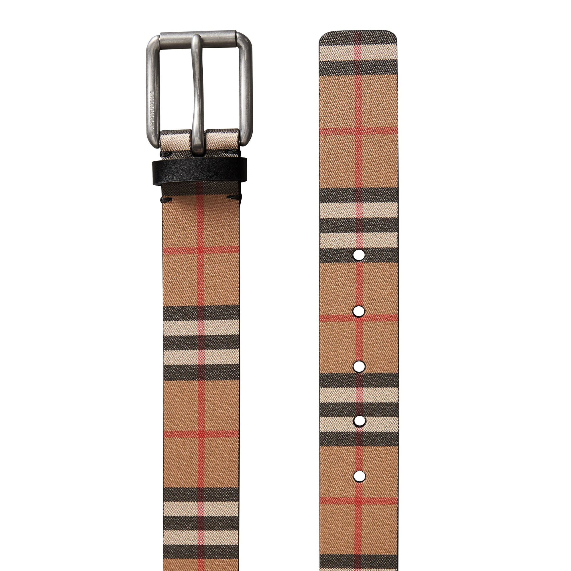 BLACK Ceinture en cuir à motif Vintage check