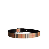 BLACK Ceinture en cuir à motif Vintage check