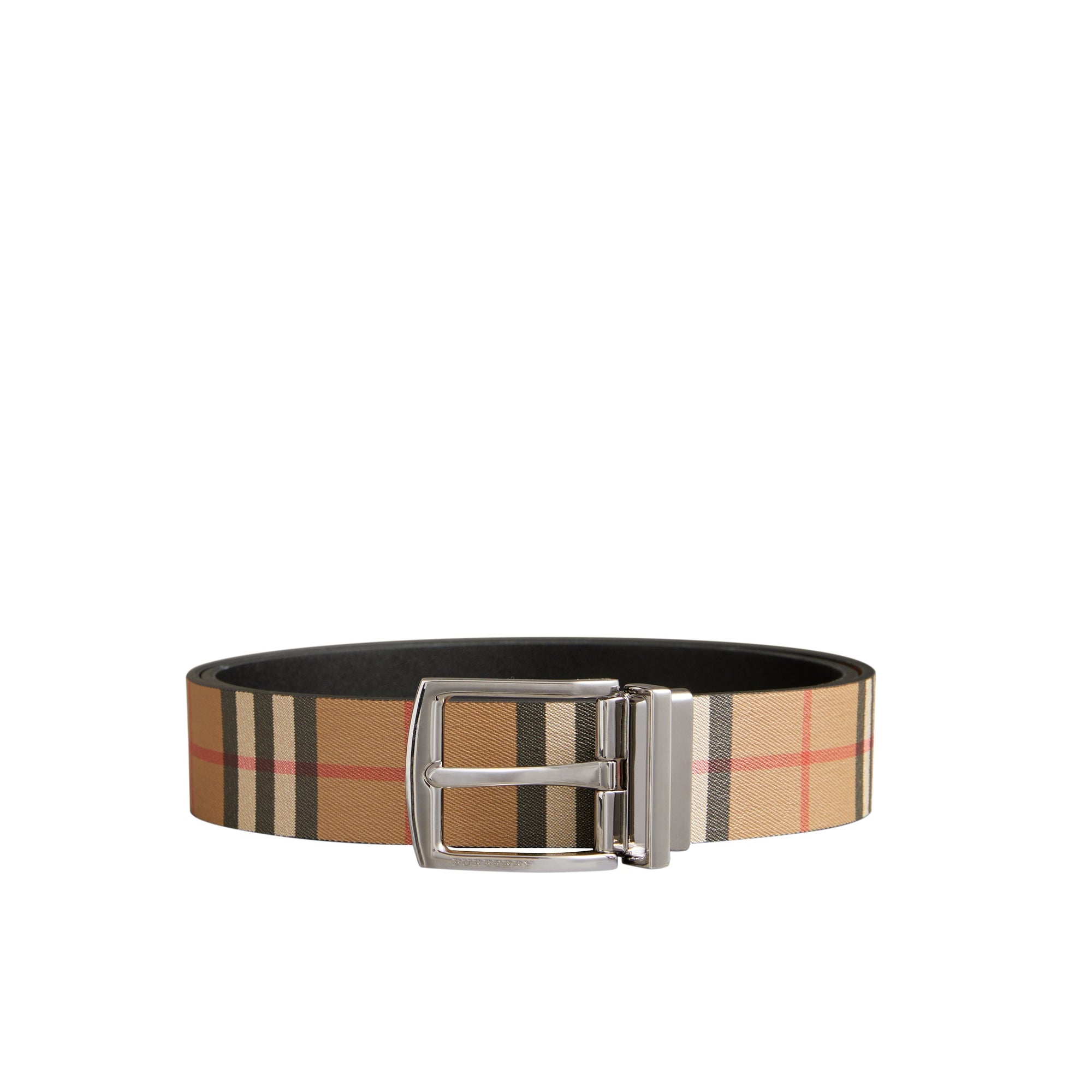 BLACK Ceinture réversible en cuir à motif Vintage check