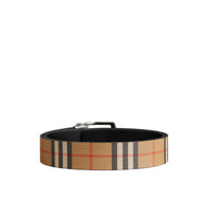 Ceinture réversible en cuir à motif vintage check - Noir