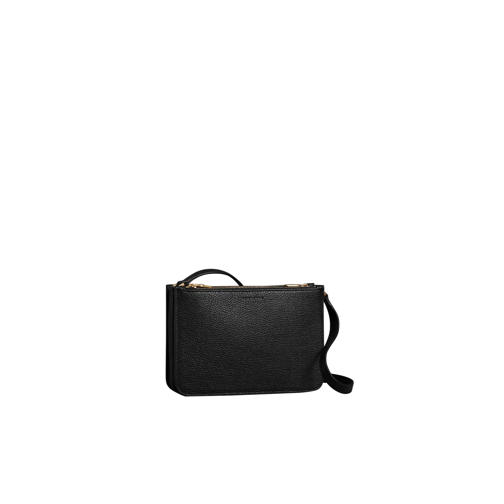 BLACK Sac à bandoulière en cuir grainé avec triple fermeture zippée