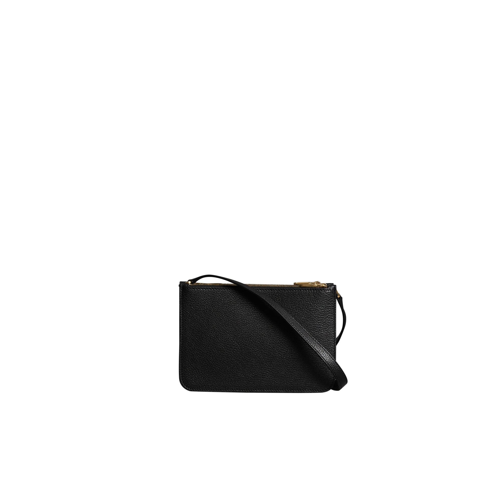 BLACK Sac à bandoulière en cuir grainé avec triple fermeture zippée