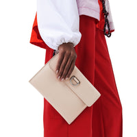 STONE Pochette en cuir à boucle en D avec porte-monnaie zippé