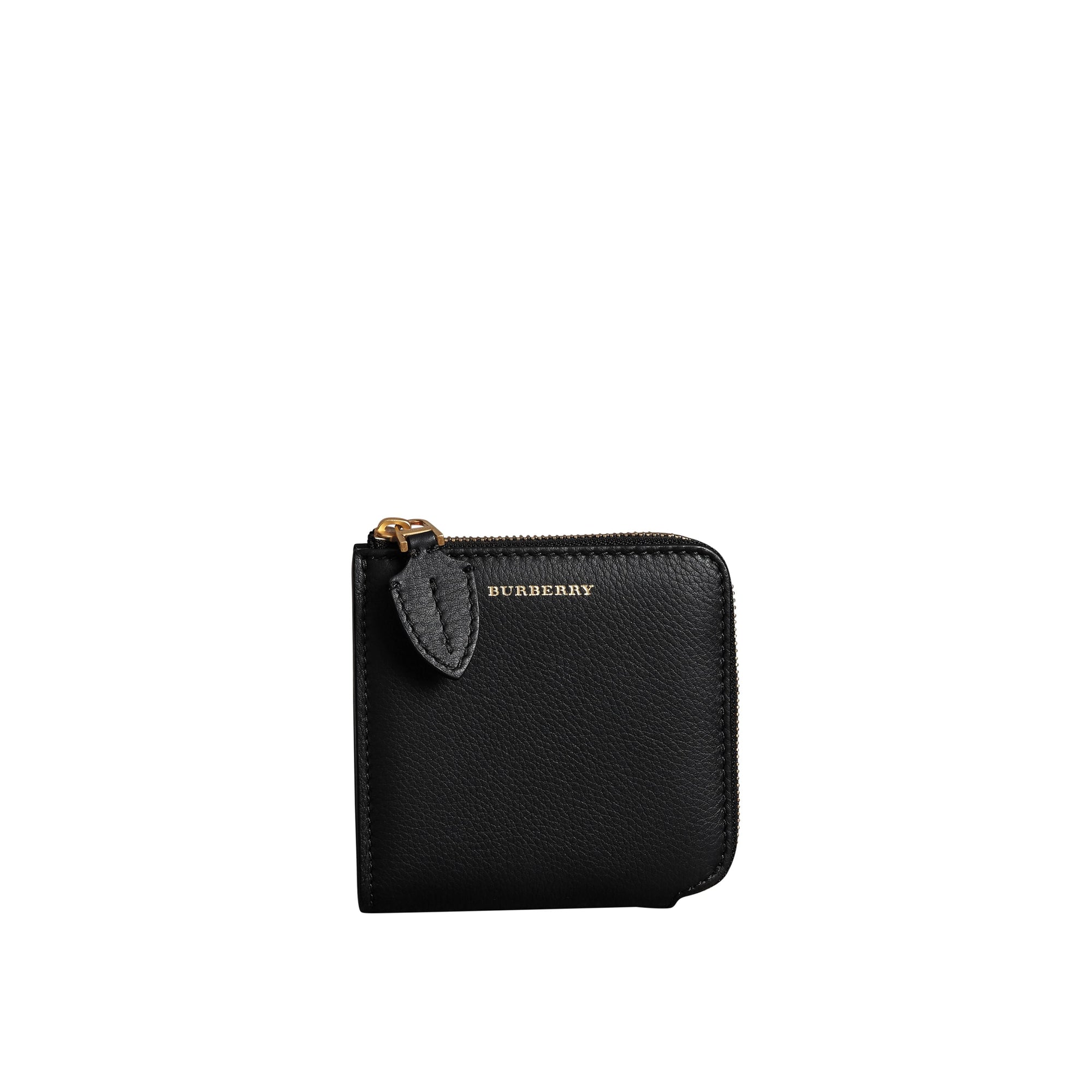 BLACK Portefeuille carré zippé en cuir grainé