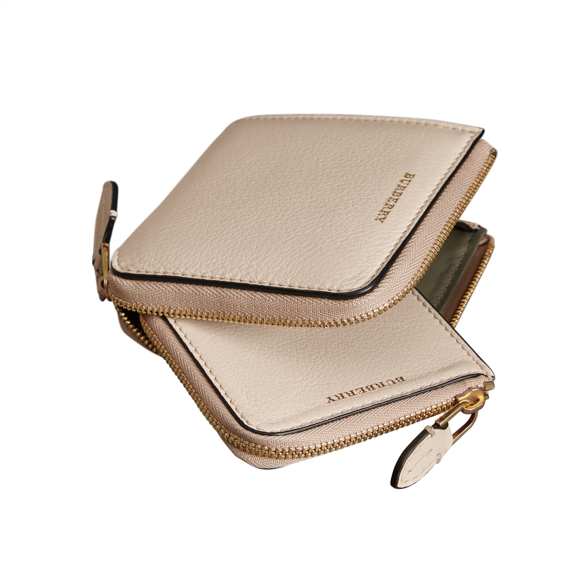 LIMESTONE Portefeuille carré zippé en cuir grainé