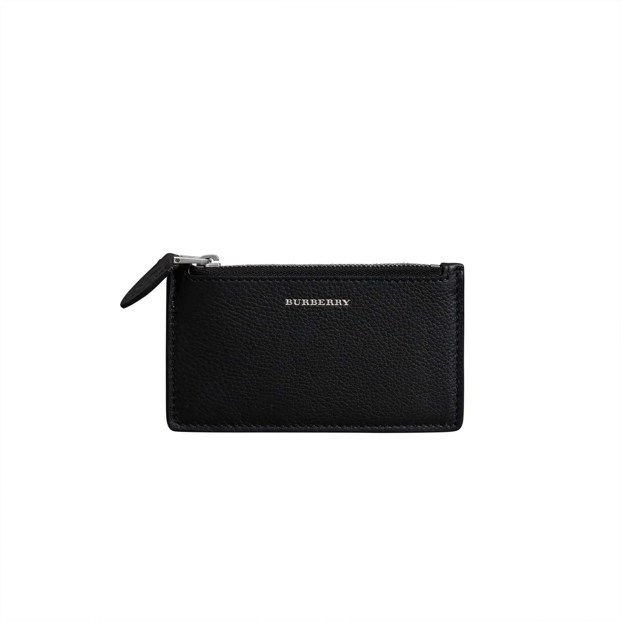BLACK Porte-cartes zippé en cuir bicolore