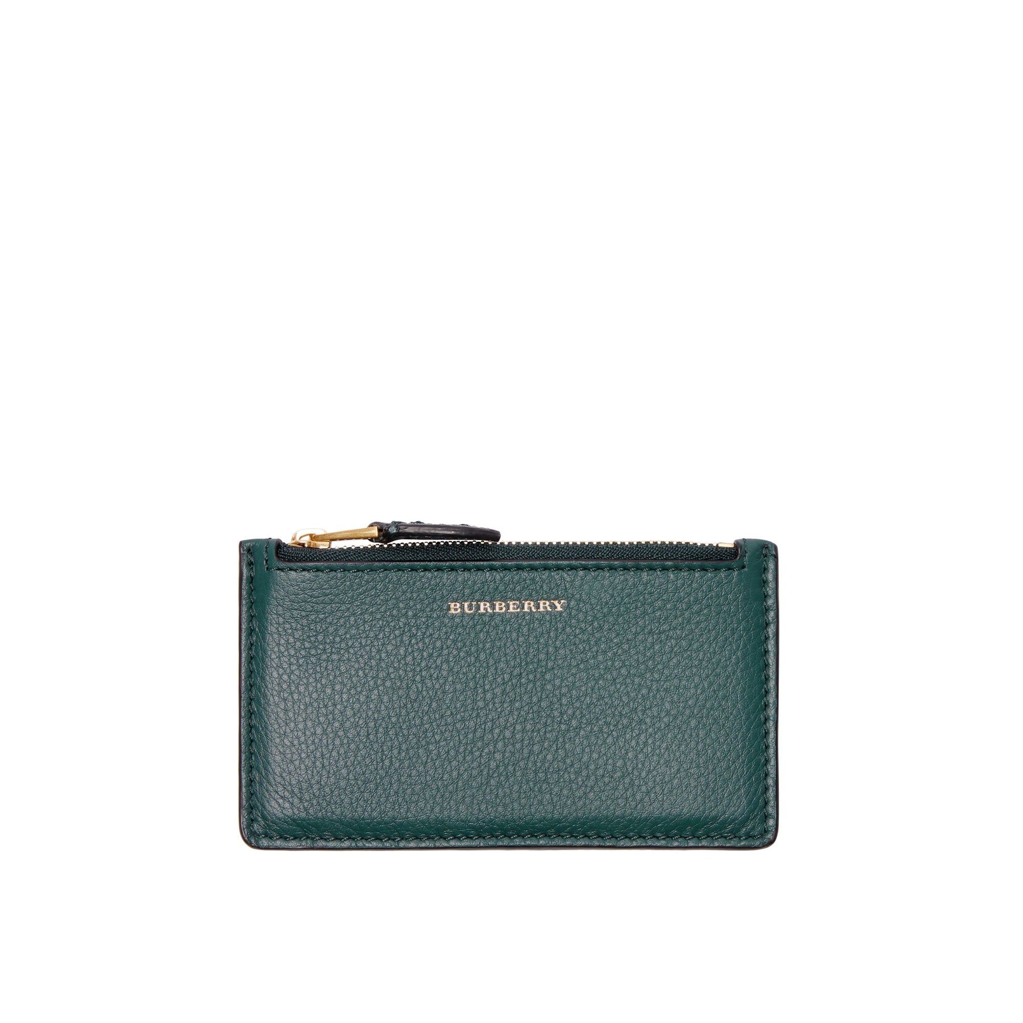 DARK CYAN Porte-cartes zippé en cuir bicolore